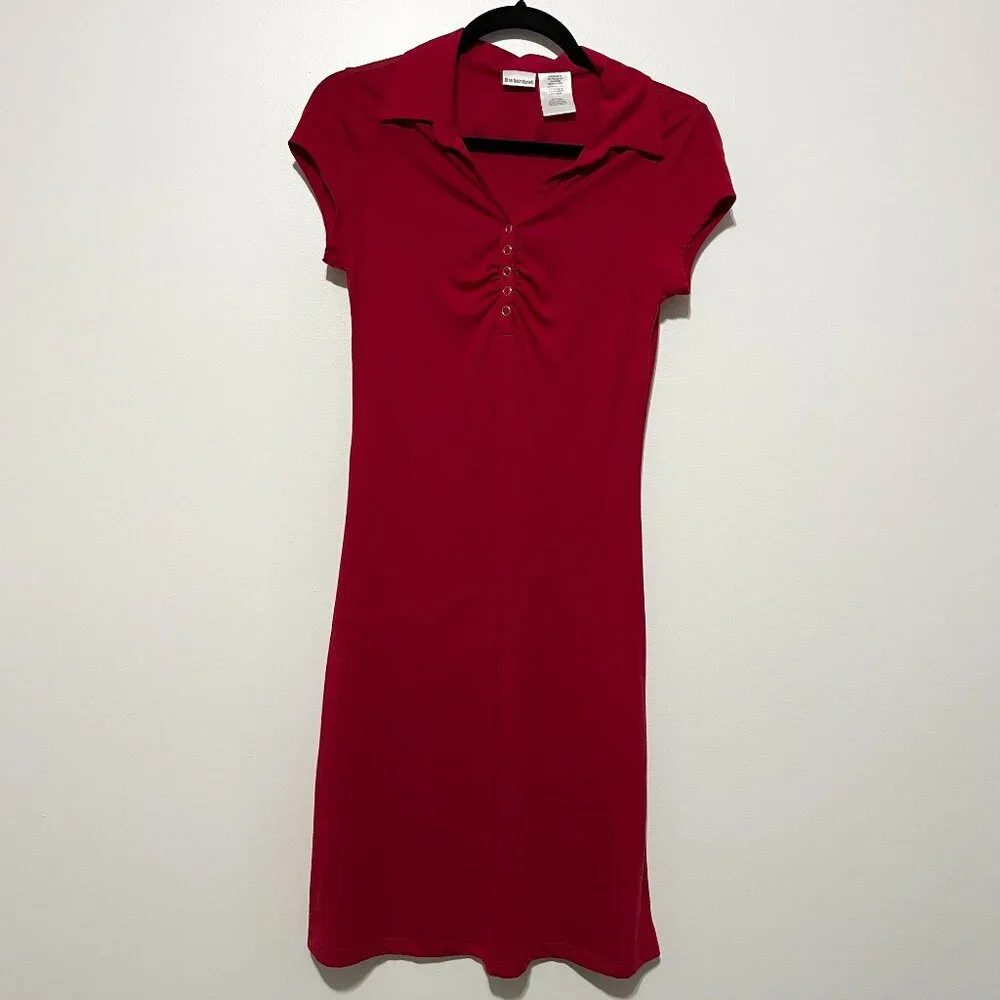 Juniors Y2K Polo Dress M Red Preppy 2000s Twee Ruched Tennis No Boundaries